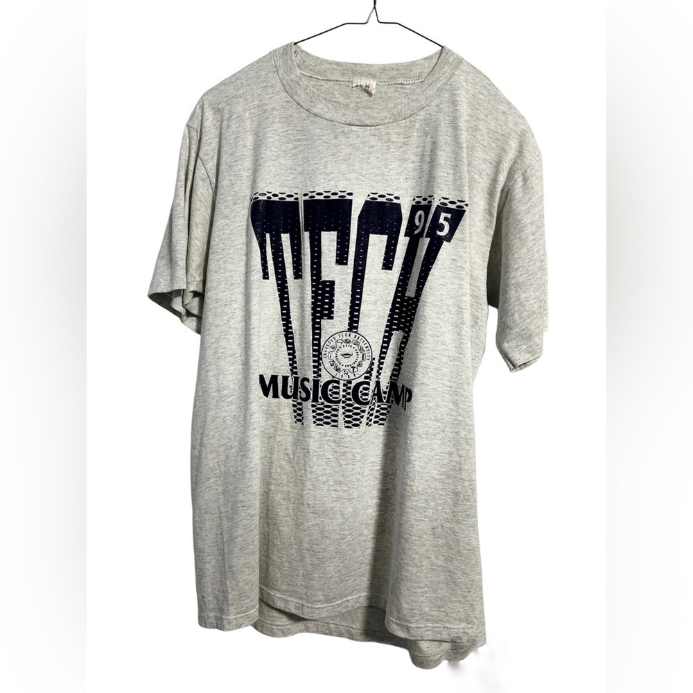 Vintage Gray T Shirt Ark Tech 1995 Music Camp Size Medium No Tags Grunge